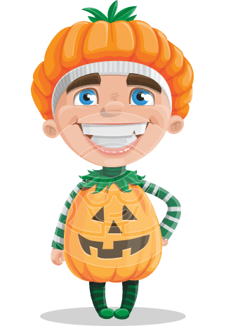 Kid with Halloween Costume Cartoon Vector Character AKA Keat Trick-or-treat